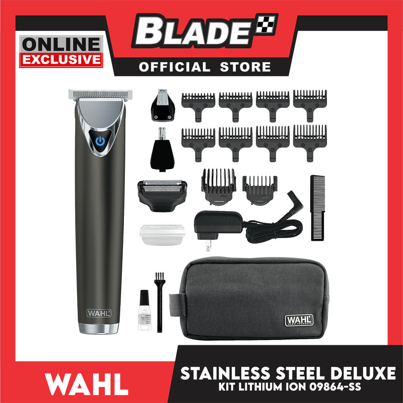 Wahl All in One Stainless Steel Lithium- Ion Cordless Rechargeable Trimmer Hair, Beard and Nose Hair Trimmer for Men 09864-SS