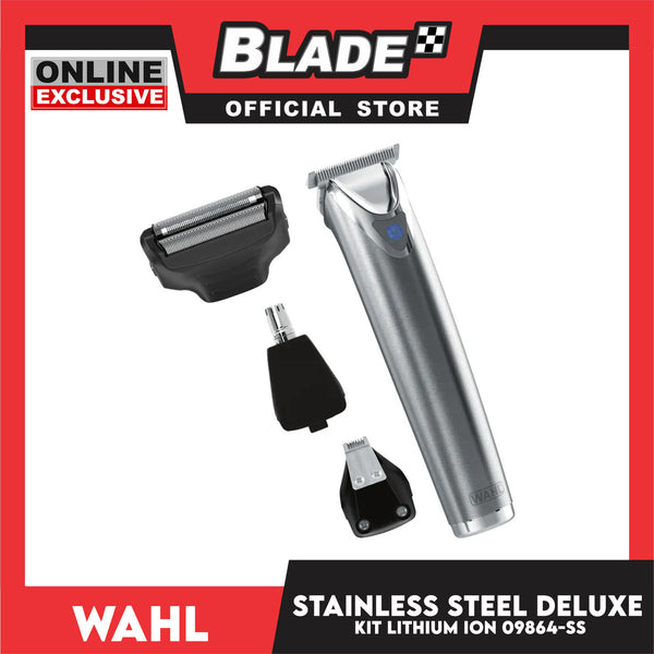 Wahl All in One Stainless Steel Lithium- Ion Cordless Rechargeable Trimmer Hair, Beard and Nose Hair Trimmer for Men 09864-SS