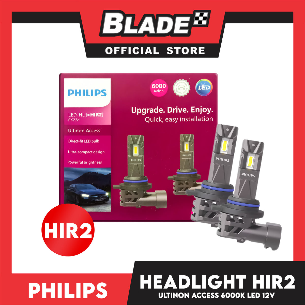 Philips Led-HL HIR2 Ultinon Acces LUM11012U2500X2 Car Headlights Bulb