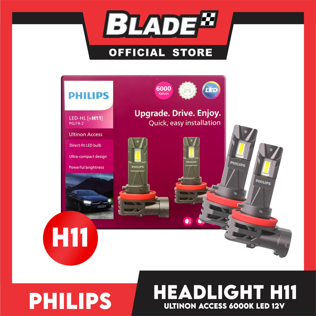 Philips Led-HL H11 Ultinon Acces LUM11362U2500X2 Car Headlights Bulb