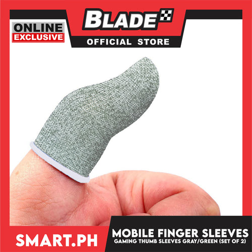 2pcs Gaming Finger Sleeves for Mobile Gaming (Gray/Green)