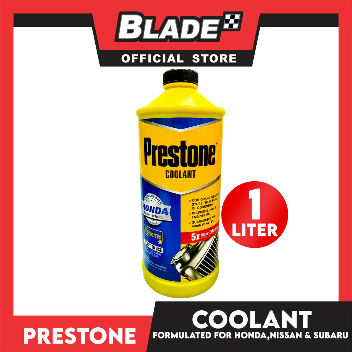 Prestone Asian Vehicles Coolant 1L (Blue) for Honda, Nissan, Subaru Vehicles