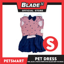 Pet Dress Red, Blue and White Stripe with Black Bow Tie Design DG-CTN184S (Small)
