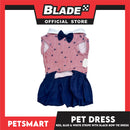 Pet Dress Red, Blue and White Stripe with Black Bow Tie Design DG-CTN184S (Small)