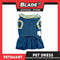 Pet Dress Blue with Flower Collar and Green Button Design DG-CTN185L (Large)