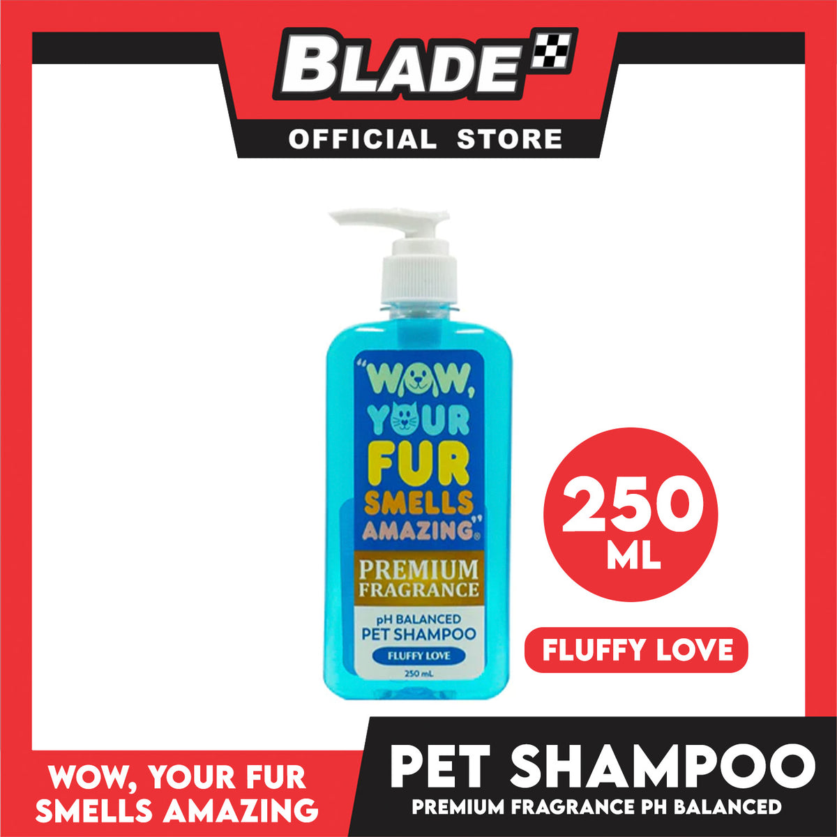 Wow, Your Fur Smells Amazing, Premium Fragrance pH Balanced Pet Shampoo 250ml (Fluffy Love)