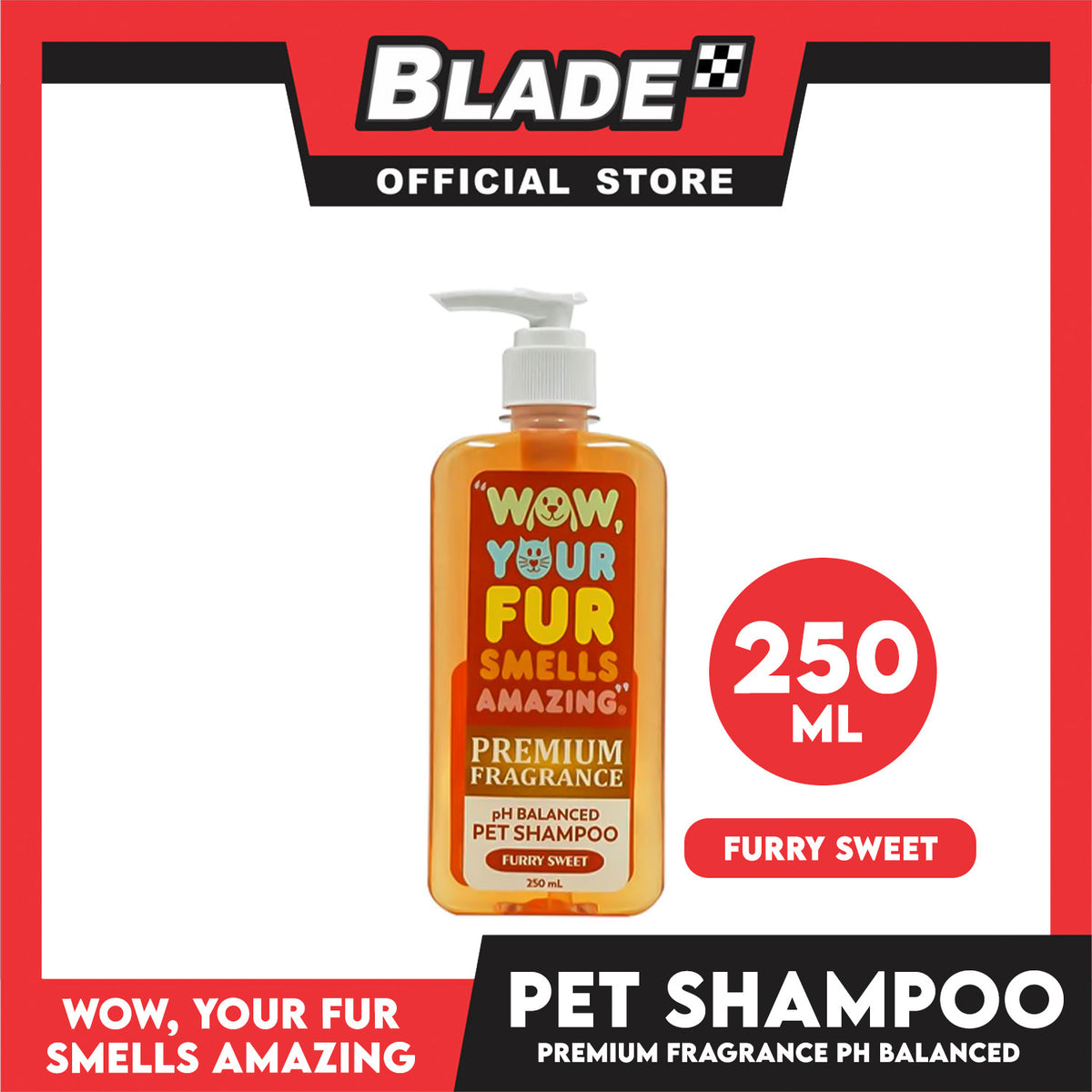 Wow, Your Fur Smells Amazing, Premium Fragrance pH Balanced Pet Shampoo 250ml (Furry Sweet)