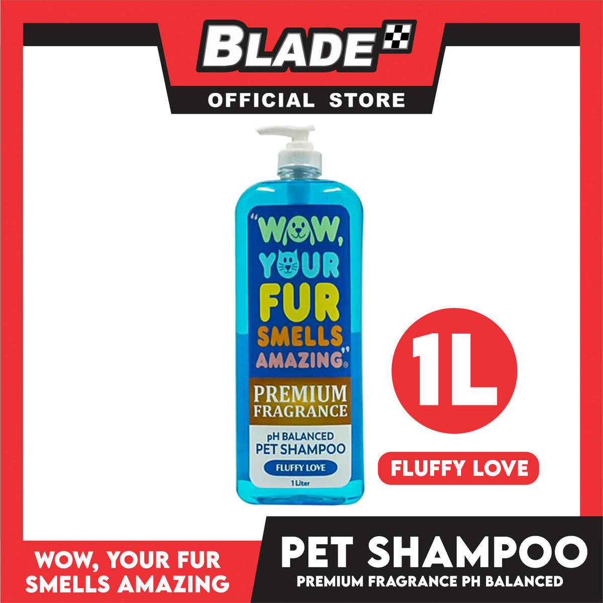 Wow, Your Fur Smells Amazing, Premium Fragrance pH Balanced Pet Shampoo 1L (Fluffy Love)