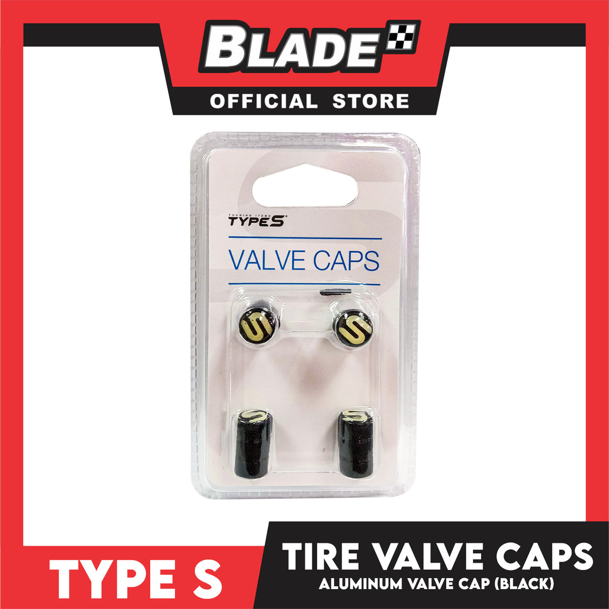 Type S Aluminum Black Car Tire Valve Caps
