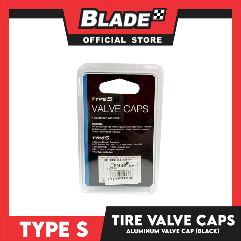 Type S Aluminum Black Car Tire Valve Caps – - Main Image
