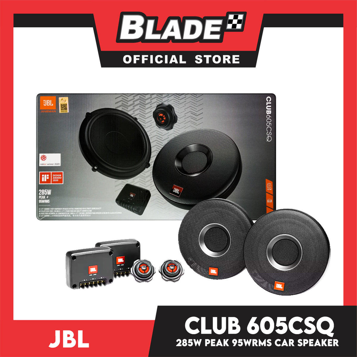 JBL Club 605CSQ 6-1/2'' (160mm) 2-way Car Speaker 95W RMS 285W Peak