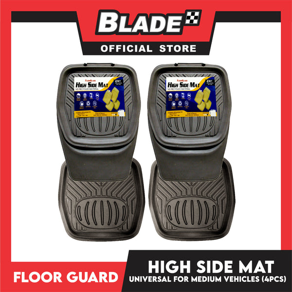 Floor Guard High Side Mat Universal Car Mat  for Medium Vehicles 4Pieces/Set (Gray)