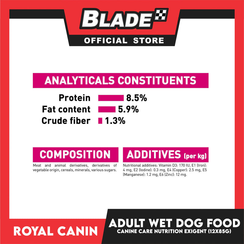 Royal Canin Exigent Loaf (85g x 12 ) Adult Wet Dog Food - Canine Care Nutrition