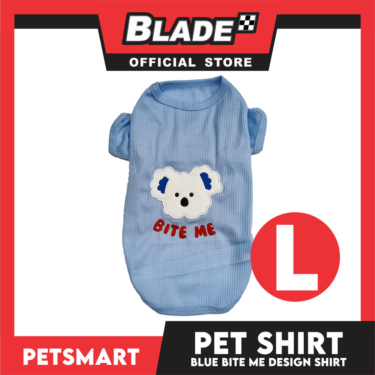 Pet Shirt Blue Color Bite Me Design (Large) for Cats and Dogs