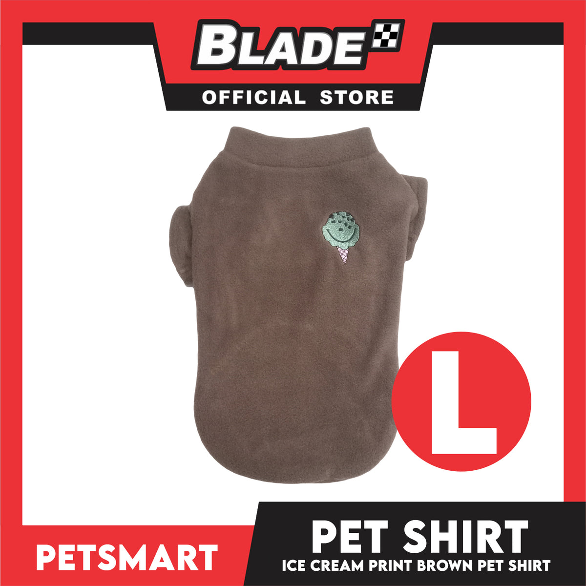 Pet Shirt Ice Cream Print Brown (Large) for Cats and Dogs Pet Clothes