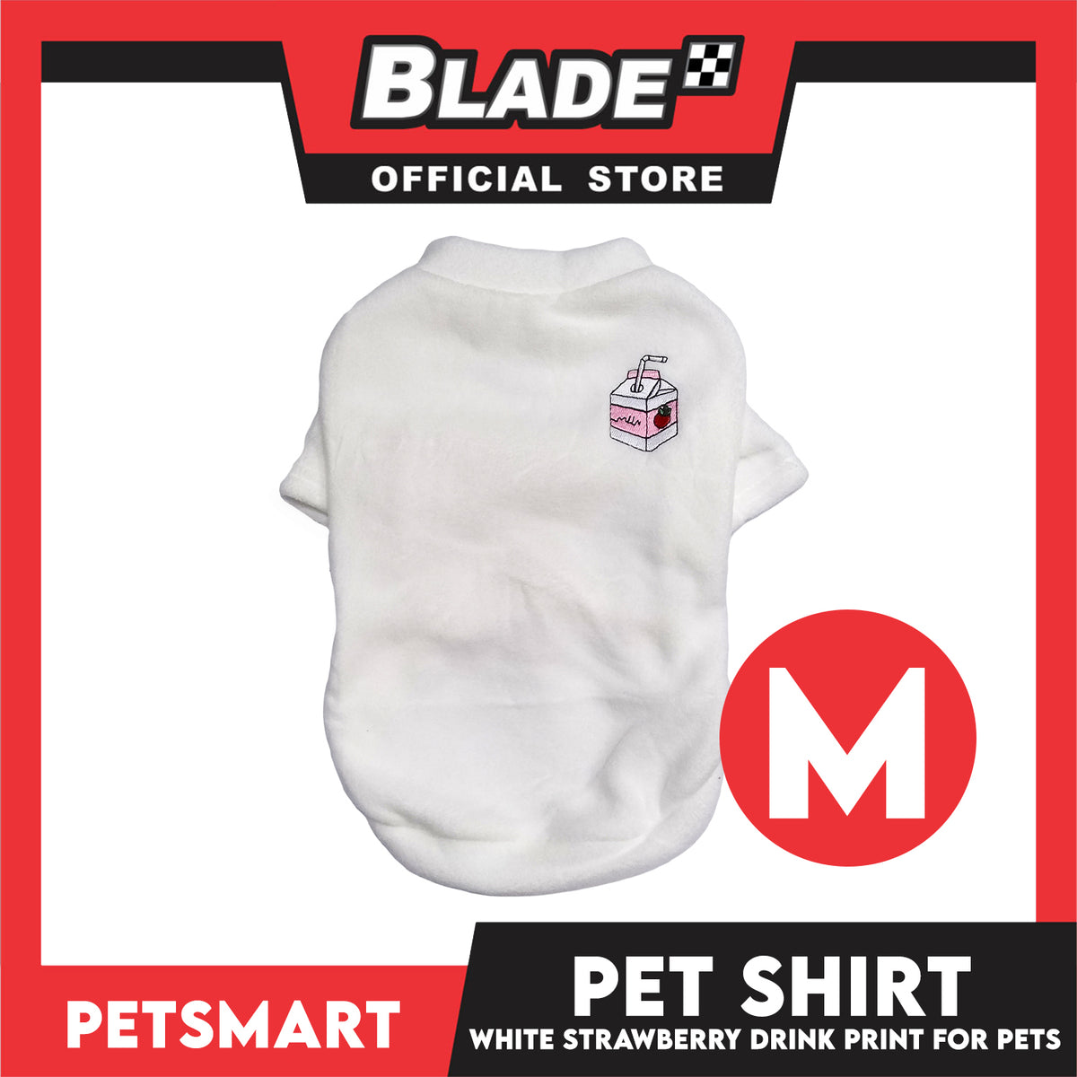 Pet Shirt White Strawberry Drink Design (Medium) for Cats and Dogs Pet Clothes