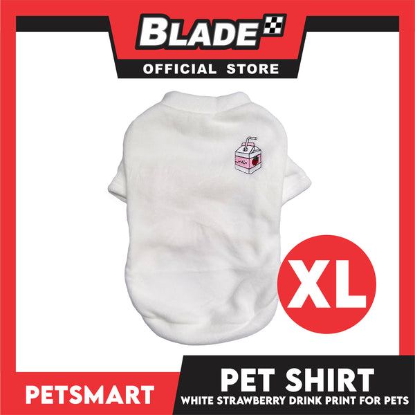 Pet Shirt White Strawberry Drink Design (Large) for Cats and Dogs Pet Clothes