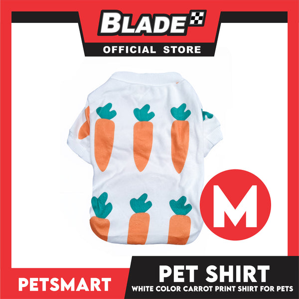 Pet Shirt White Color Carrot Print Shirt (Medium) for Cats and Dogs Pet Clothes
