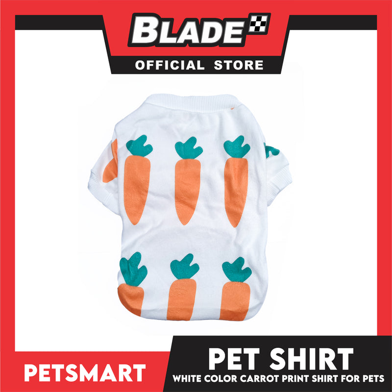 Pet Shirt White Color Carrot Print Shirt (Medium) for Cats and Dogs Pet Clothes