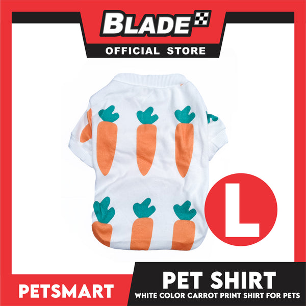 Pet Shirt White Color Carrot Print Shirt (Large) for Cats and Dogs Pet Clothes